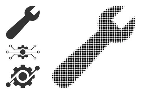 Halftone Dot Vector Wrench Icon Stock Illustration