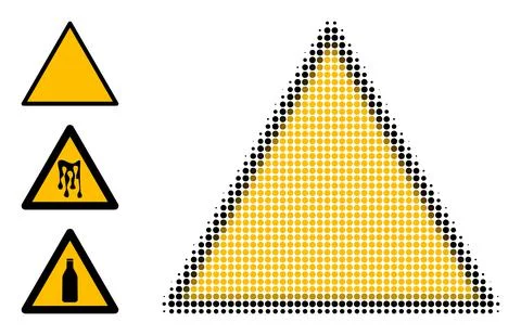 Halftone Dot Vector Yellow Triangle Icon Stock Illustration