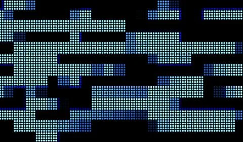 Halftone dots abstract digital technology blue light on black background. Stock Illustration
