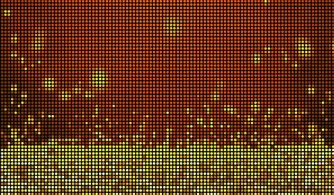 Halftone dots abstract digital technology orange-red light on red background. Stock Illustration