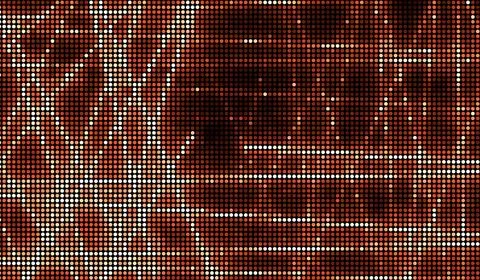 Halftone dots abstract digital technology red light on black background. Stock Illustration