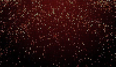 Halftone dots abstract digital technology orange-red light on red background. Stock Illustration