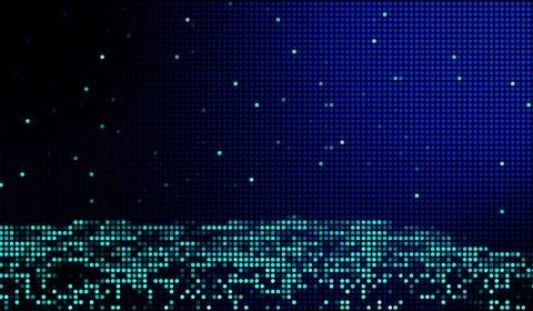 Halftone dots abstract digital technology blue light on blue background. Illustrazione stock