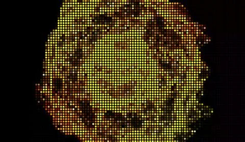Halftone dots abstract digital technology orange-red light Illustrazione stock