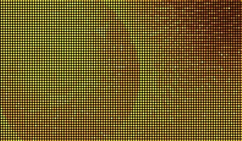 Halftone dots abstract digital technology orange-red light on red background. Stock Illustration