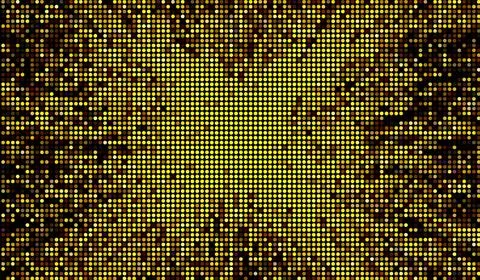 Halftone dots abstract digital technology yellow light on black background. 스톡 일러스트