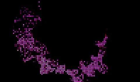 Halftone dots abstract digital technology pink light on black background. Stock-Illustration