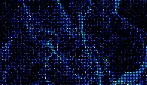 Halftone dots abstract digital technology blue light on blue background. Stock Illustration