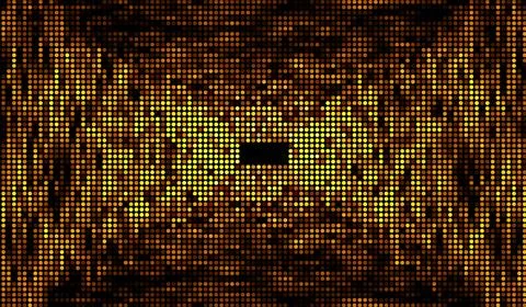 Halftone dots abstract digital technology orange-red light on black backgroun Иллюстрация