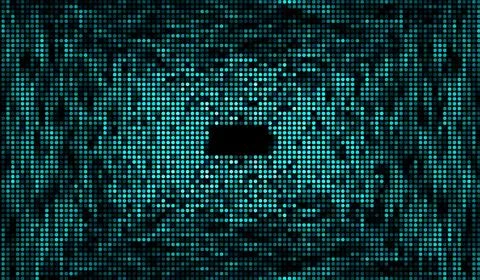 Halftone dots abstract digital technology blue light on black background. Illustrazione stock