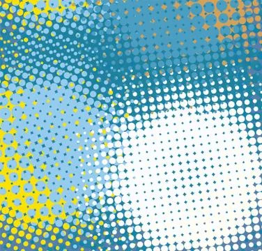 Halftone dots blue yellow background vector Stock Illustration