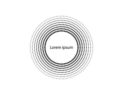 Halftone dots in circle form, logo. Vector illustration. Ilustración de archivo