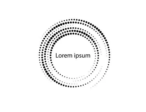 Halftone dots in circle form, logo. Vector illustration. Illustrazione stock