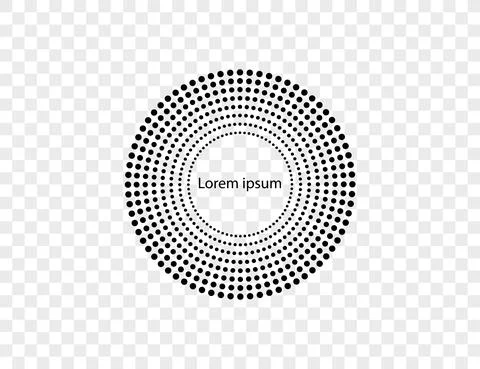 Halftone dots in circle form, logo. Vector illustration. Ilustración de archivo