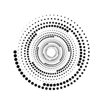 Halftone dots in circle form. round logo. vector dotted frame twirl design Stock Illustration