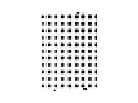 Halftone dots creating outline of rectangular book on white background. Stock Illustration