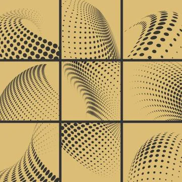 Halftone dots effect background set Illustrazione stock