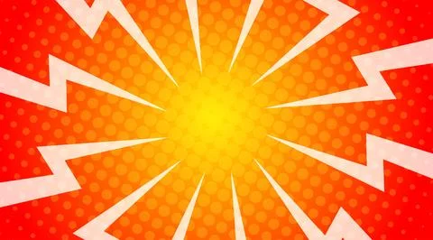 Halftone dots lightning explosion pop art comic background. Vector Illustrati Stock Illustration