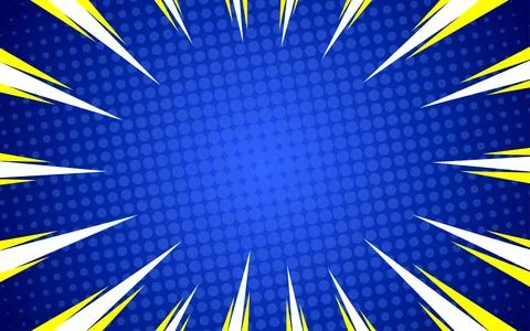 Halftone dots lightning explosion pop art comic background. Cartoon Vector .. Illustrazione stock