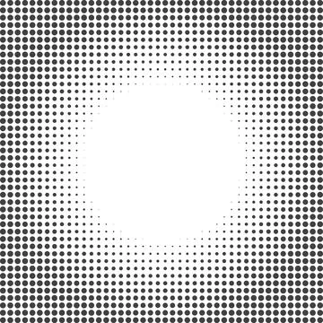 Halftone dots. Monochrome vector texture background, DTP, comics, poster. Pop Stock Illustration