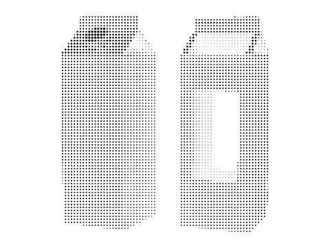 Halftone dots pattern creating shape of milk carton from different perspect.. Stock Illustration