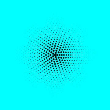 Halftone dots pattern on cyan background, radial gradient effect イラスト素材