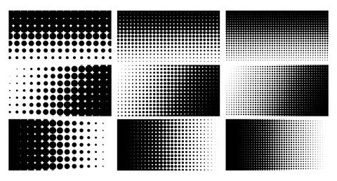 Halftone dots pattern set. dotted geometric pattern background Illustrazione stock