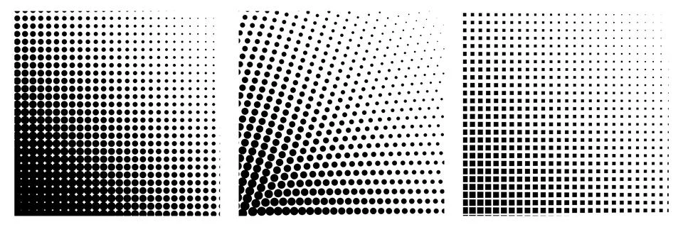 Halftone dots pattern set. dotted geometric pattern background Stock Illustration