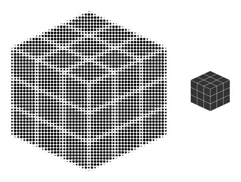 Halftone Dotted 3X3X3 Cube Icon Stock Illustration