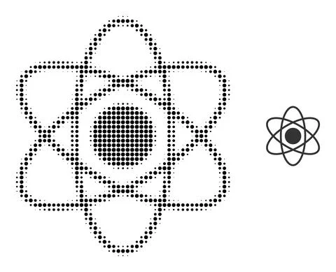Halftone Dotted Atom Icon Stock Illustration