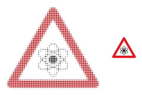 Halftone Dotted Atom Warning Icon Stockillustratie