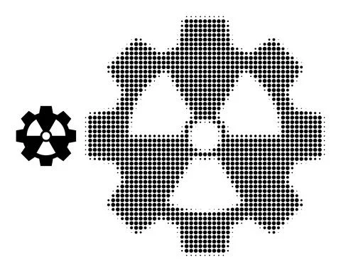 Halftone Dotted Atomic Industry Icon 스톡 일러스트