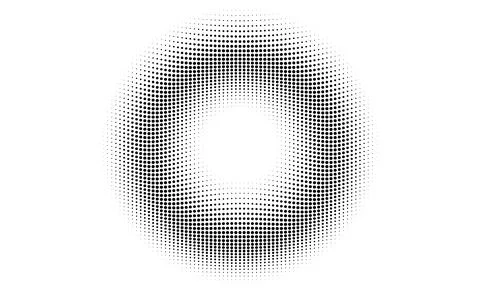 Halftone dotted background circularly distributed. Halftone effect vector Ilustração Stock
