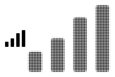 Halftone Dotted Bar Chart Icon Stock Illustration