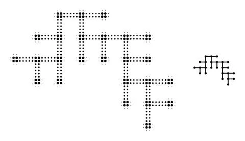 Halftone Dotted Binary Circuit Icon 스톡 일러스트