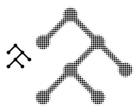 Halftone Dotted Binary Structure Icon Stock Illustration