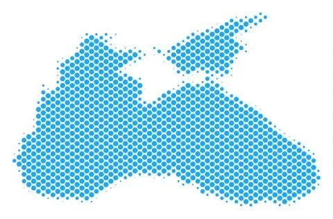 Halftone Dotted Black Sea Map Stock Illustration