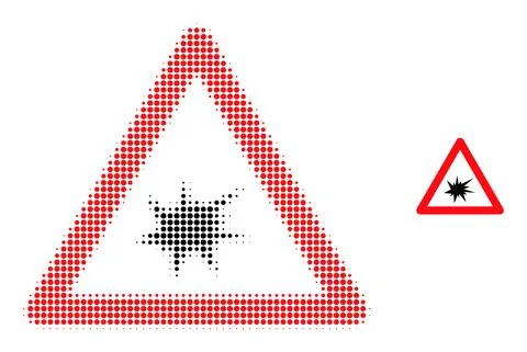Halftone Dotted Boom Warning Icon Stock Illustration