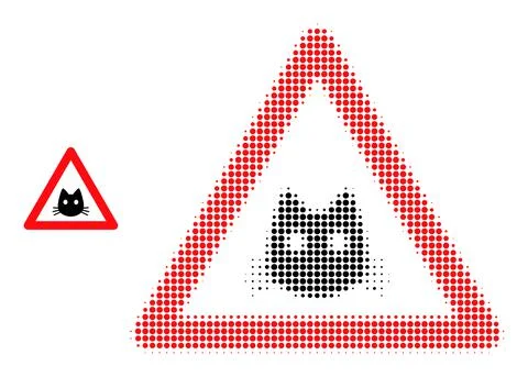 Halftone Dotted Cat Warning Icon Illustrazione stock
