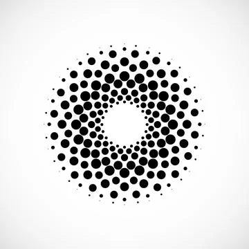 Halftone dotted circles. Dots in circular form. Vector logo Stock Illustration
