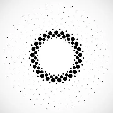 Halftone dotted circles. Dots in circular form. Vector logo Stock Illustration