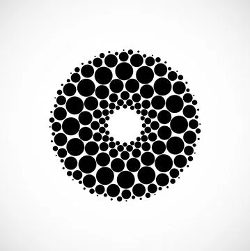 Halftone dotted circles. Dots in circular form. Vector logo Illustrazione stock