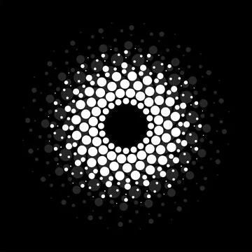 Halftone dotted circles. Dots in circular form. Vector logo Stock Illustration