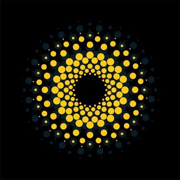 Halftone dotted circles. Dots in circular form. Vector logo Illustrazione stock