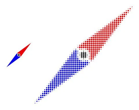 Halftone Dotted Compass Arrow Icon Stock Illustration