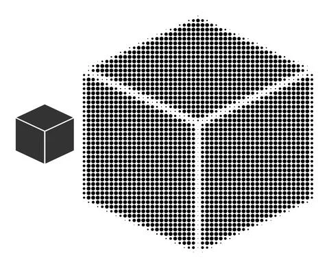 Halftone Dotted Cube Icon Ilustración de archivo
