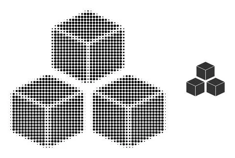 Halftone Dotted Cubes Icon Ilustración de archivo