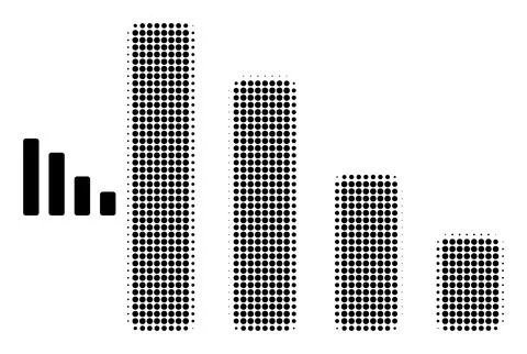 Halftone Dotted Descending Bar Chart Icon Stock Illustration