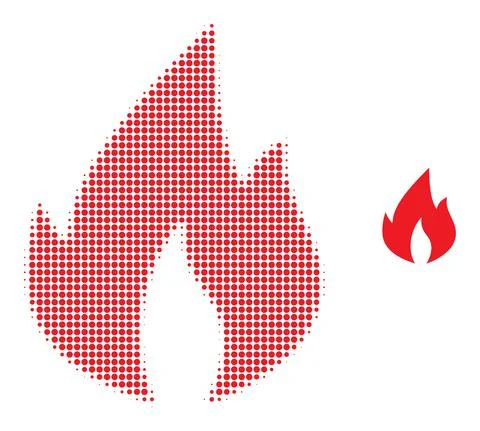 Halftone Dotted Fire Flame Icon イラスト素材