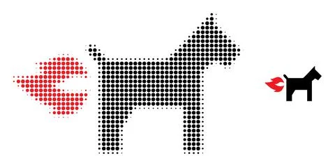 Halftone Dotted Fire Jet Dog Icon Stock Illustration